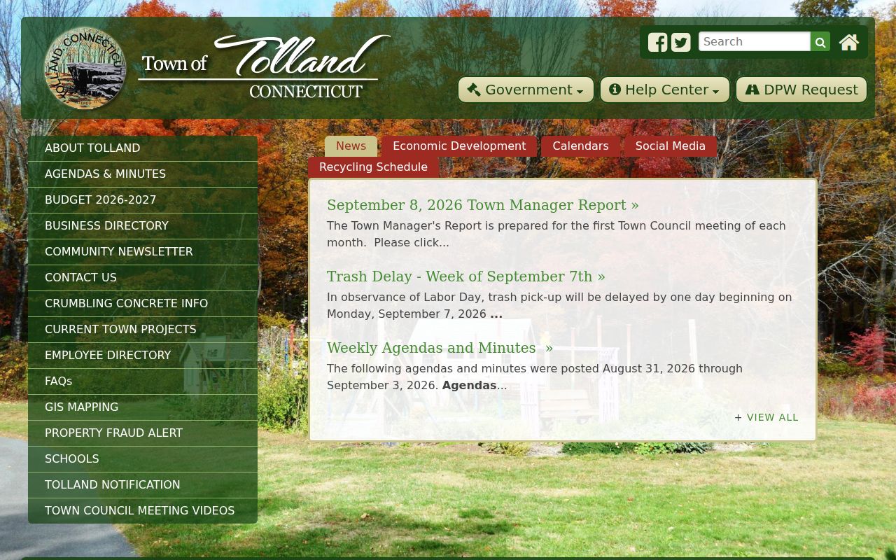Tolland warrant search official town and Tolland Green portal
